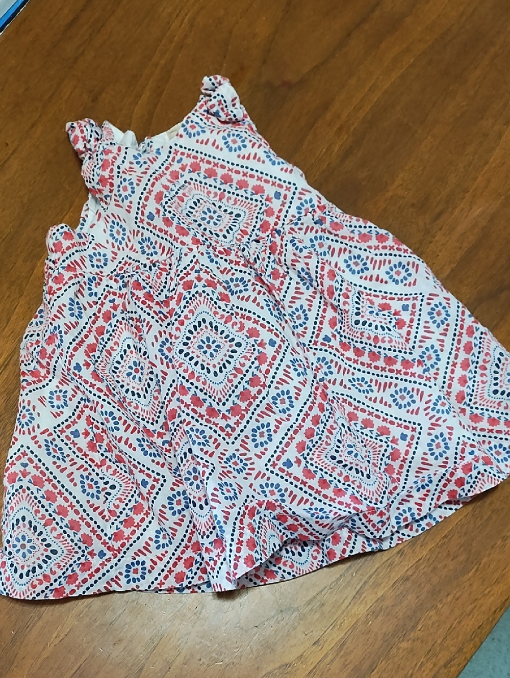 Baby b'Gosh Girls' White Sundress With Red & Navy Print, 0-3 Mo